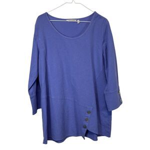 Soft Surroundings Gauze Artisan Top + Button Detail In Periwinkle Purple Medium